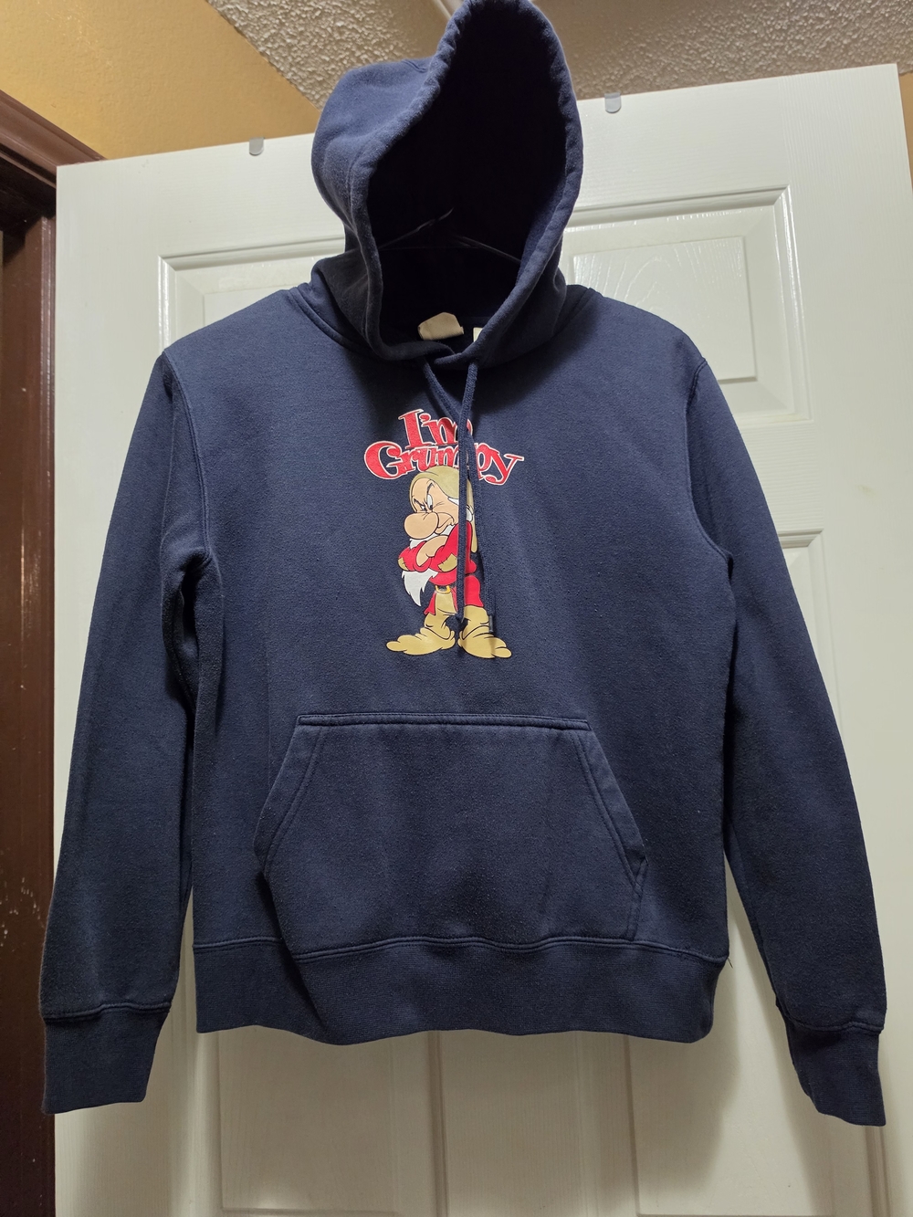 Disney Vintage Navy Hoodie with Red and Yellow Cartoon Graphic